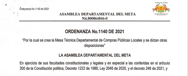 Mesa de Departamental de Compras Públicas del Meta